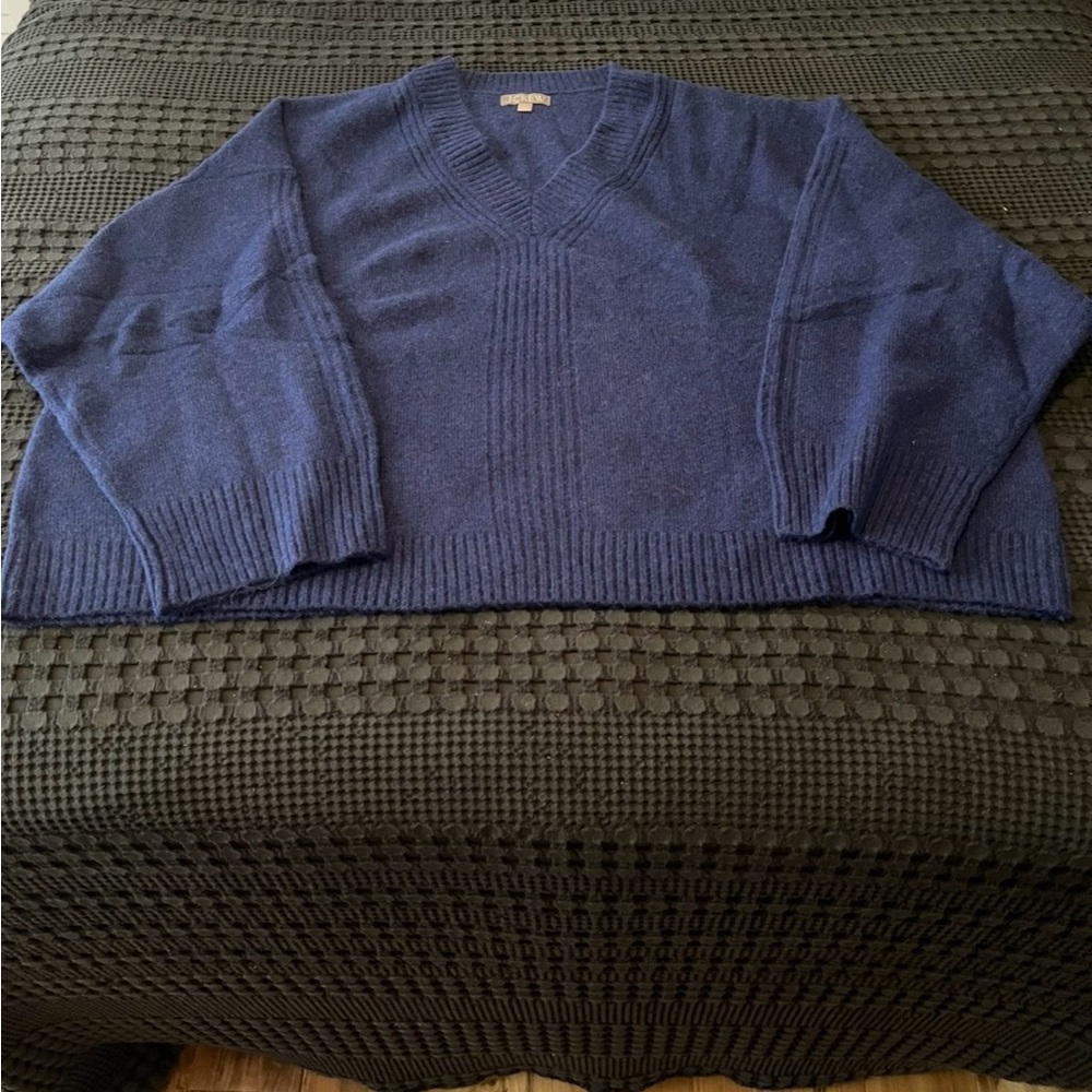 NWOT..J. Crew Deep Blue Crewneck Knit Sweater with Merino Wool & Alpaca.